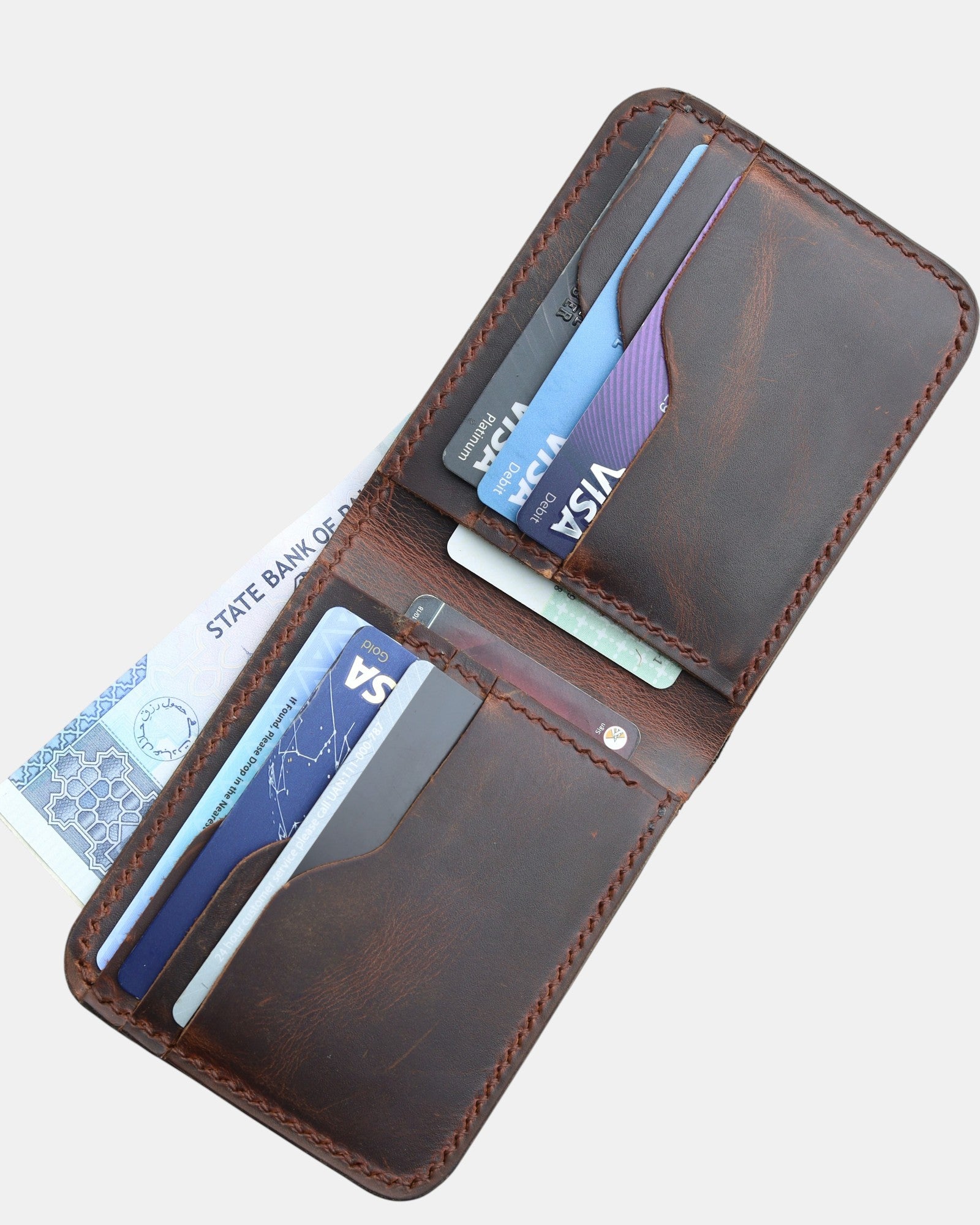 Handmade Real Leather Crazy Horse Bifold Wallet - D-800