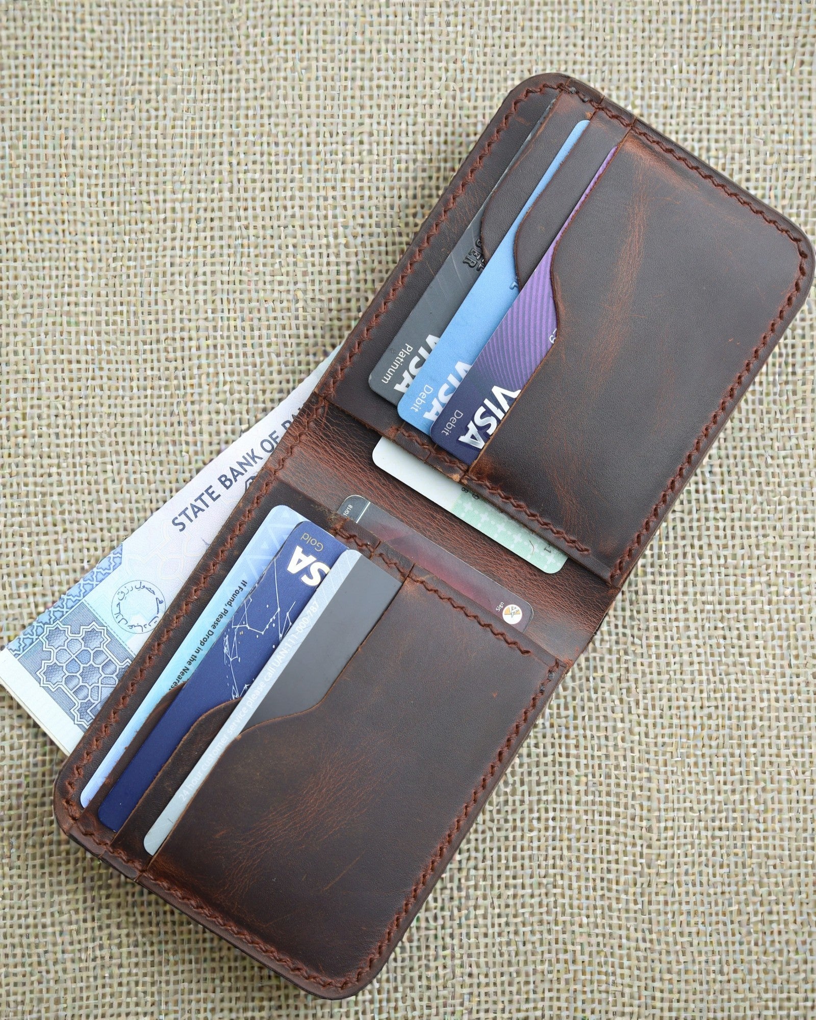 Handmade Real Leather Crazy Horse Bifold Wallet - D-800