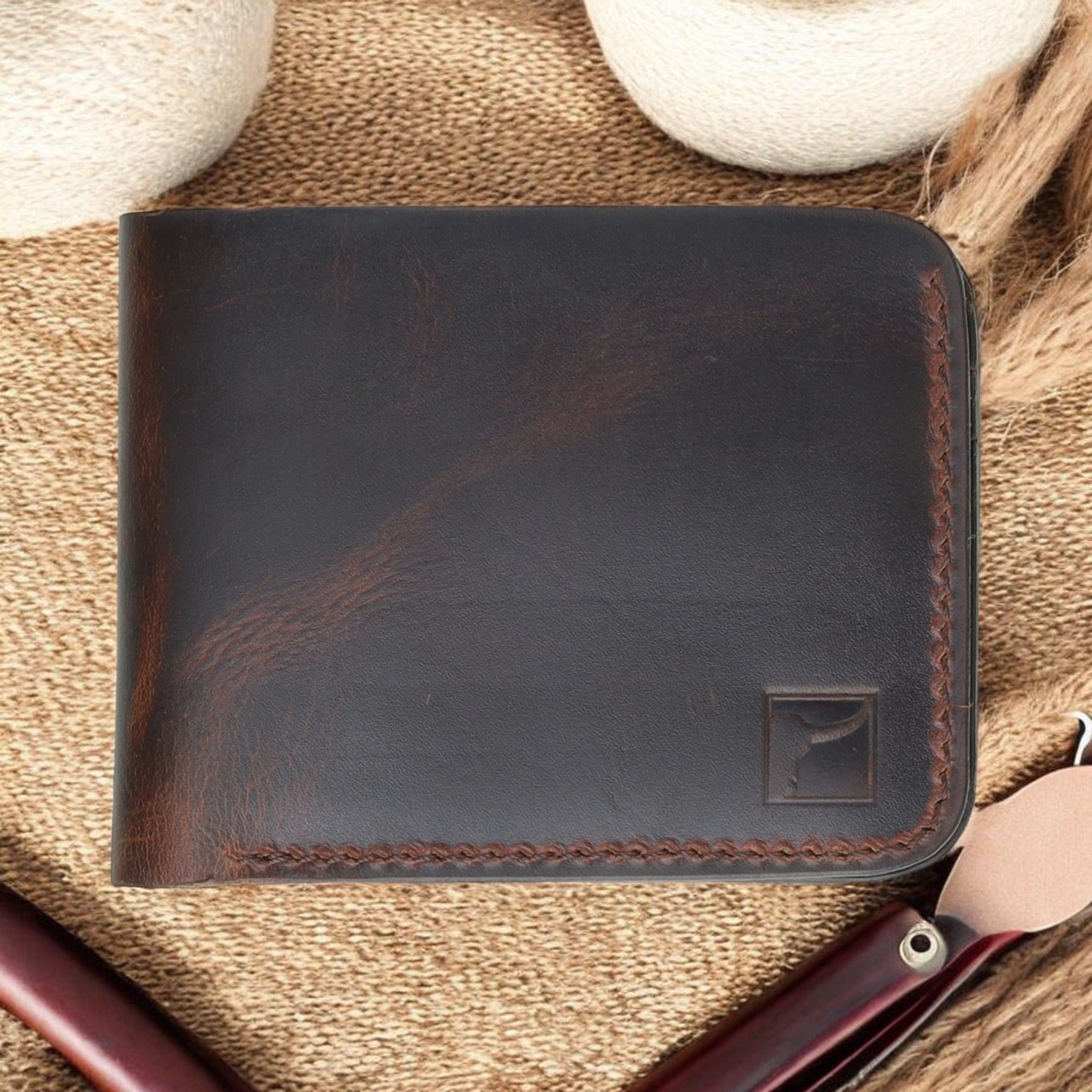 Handmade Real Leather Crazy Horse Bifold Wallet - Wax Finish