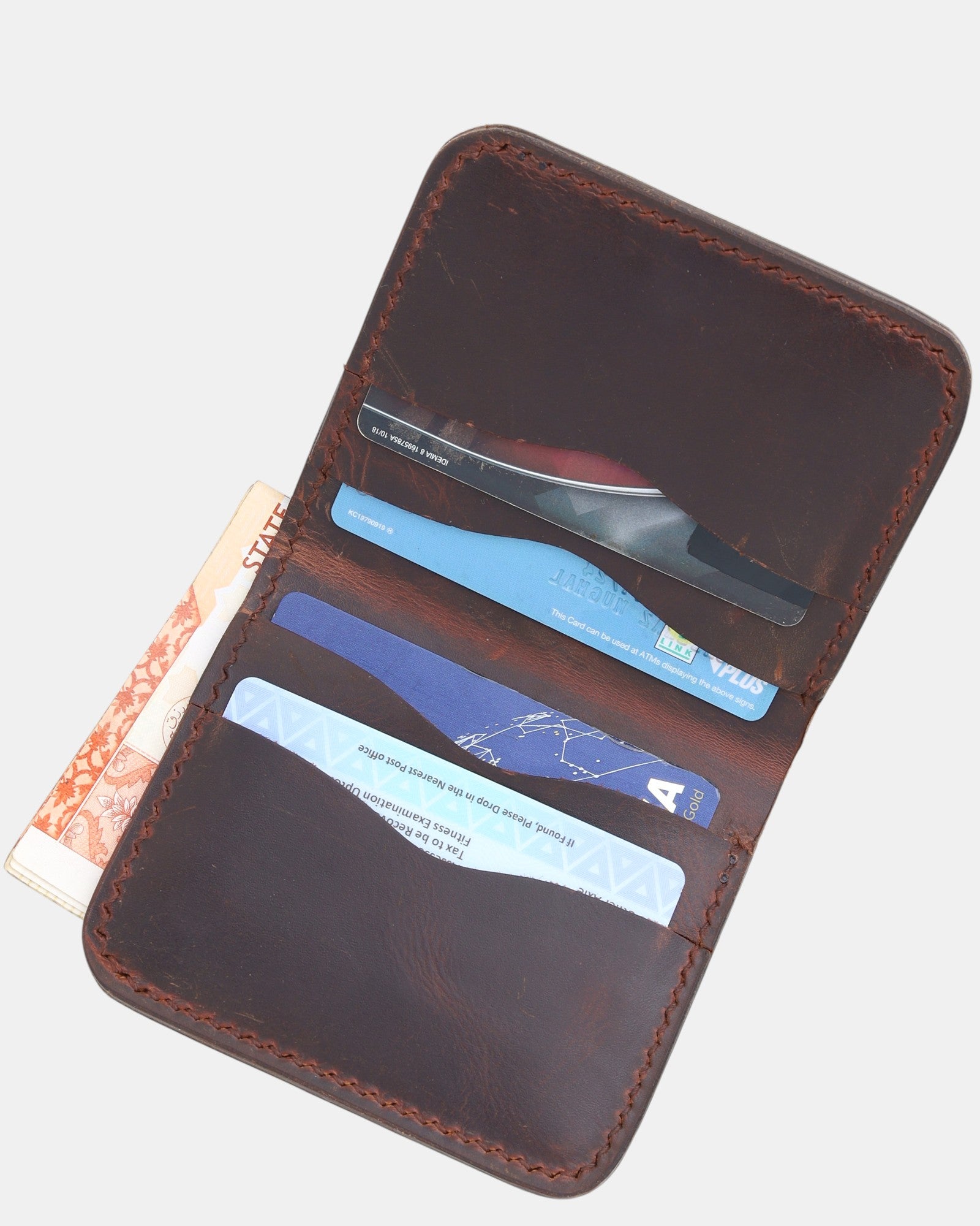 Handmade Real Leather Crazy Horse Slim Bifold Wallet - D-902