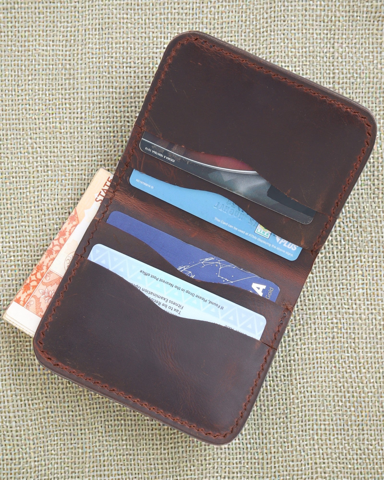 Handmade Real Leather Crazy Horse Slim Bifold Wallet - D-902