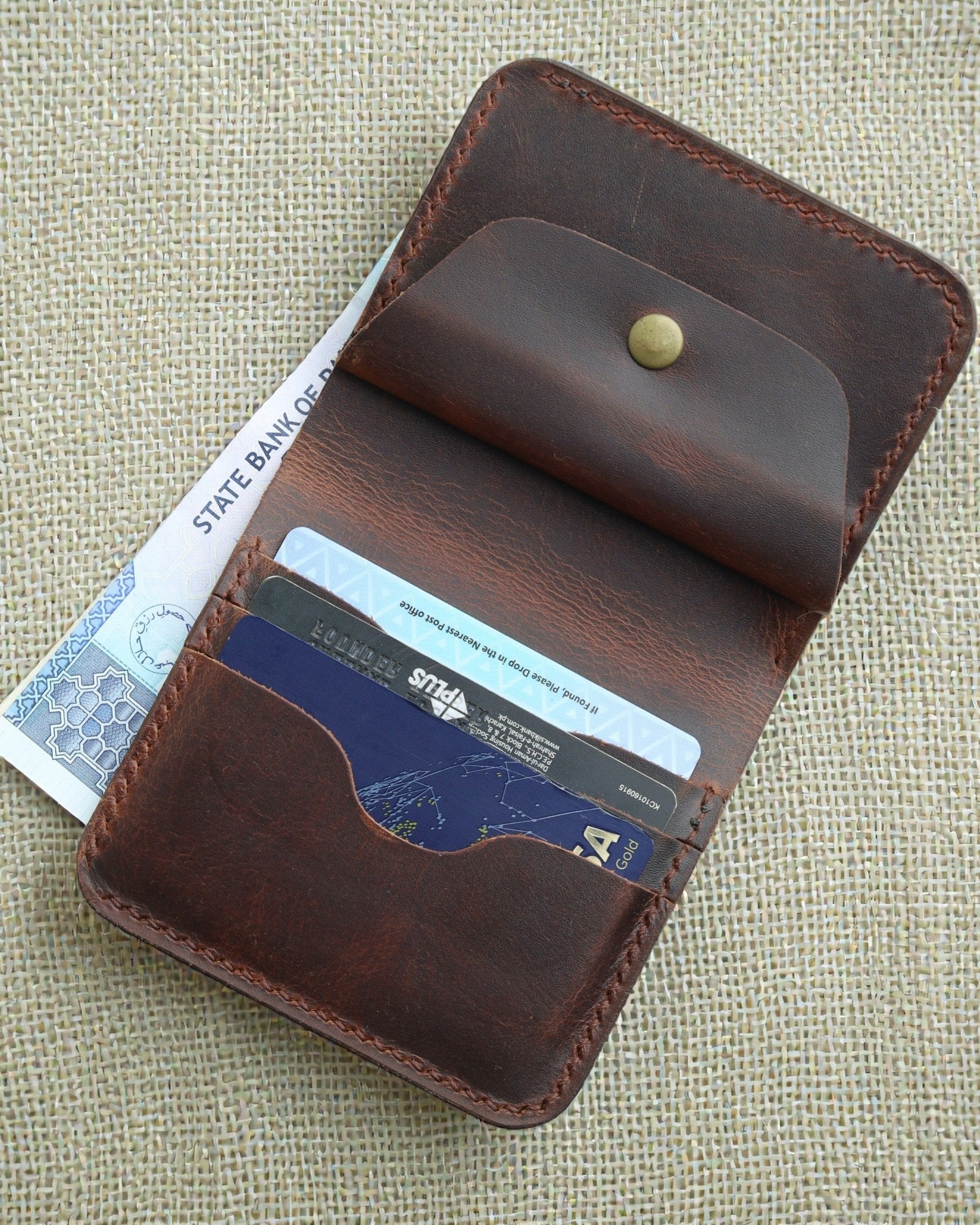 Handmade Real Leather Crazy Horse Bifold Wallet - D-100